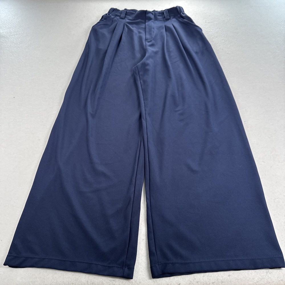 Halara Flex & Play PullOn Wide Leg High Waisted Women's Medium Navy Blue Pleated